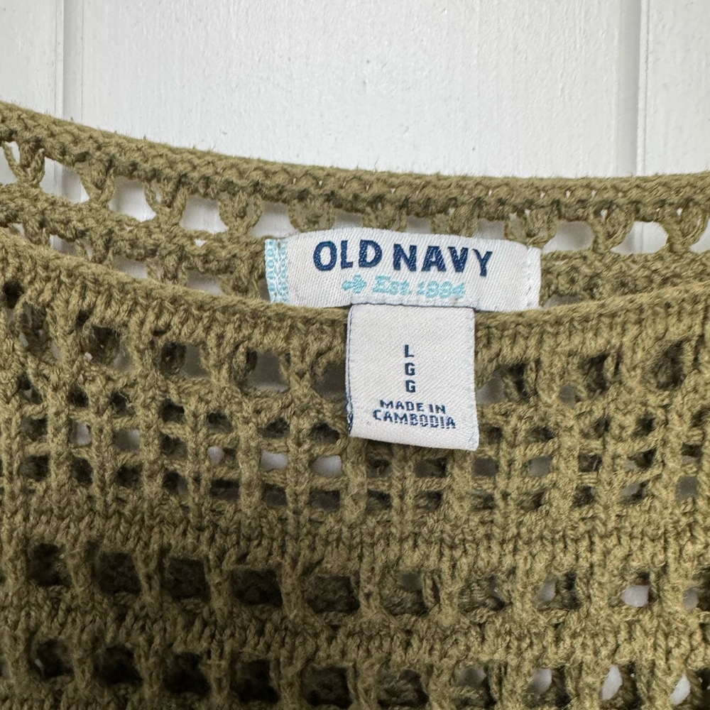 Old Navy Khaki Open-Knit Sweater - Picture 2 of 7